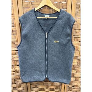 Men's Charcoal Zip-Up Fleece Vest with Subtle Logo